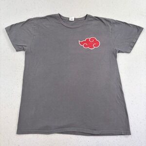 Naruto Akatsuki T-Shirt Mens L Grey Cloud Streetwear Anime Gorpcore Y2K Grunge